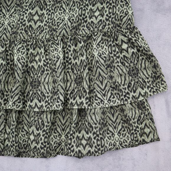 HM Skirt Womens 6 Green Animal Print A Line Layered Side Zipper Bottoms - Picture 11 of 16